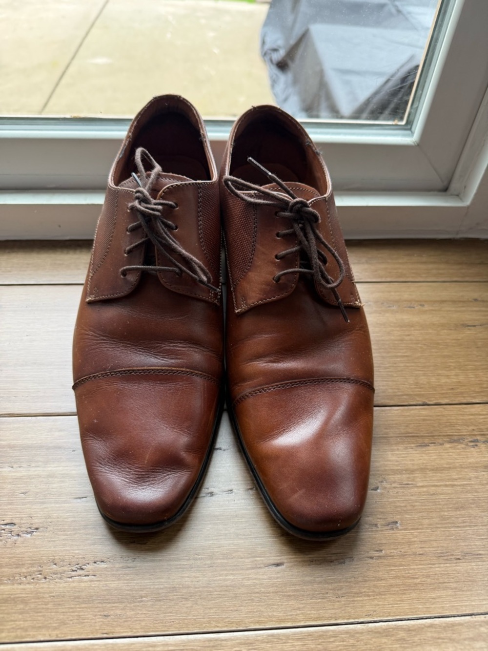 Florsheim Brown Leather Cap-Toe Derbys